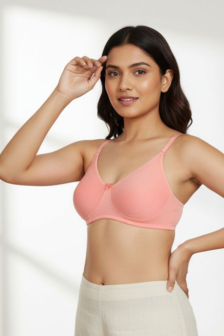 Zivame Basics Double Layered Non Wired 3/4th Coverage Sag Lift Bra - Salmon Rose — image 3